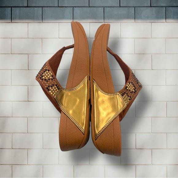 FitFlop Women's Lulu Crystal Leopard Toe-Post Sandals Size 7 - Picture 9 of 14